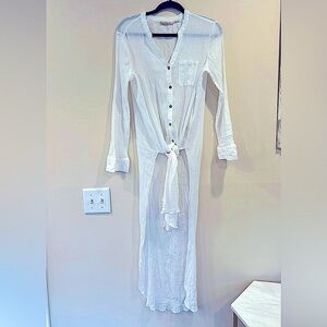 🔥Anthropologie Holding Horses White Button-Down Sleepwear Robe